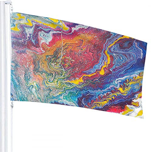 Marble Flag 3x5 FT Colorful Fluid Art Water River Flow Oil Painting Outdoor Flags Large Welcome Yard Banners Home Garden Yard Lawn Decor