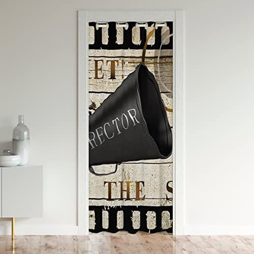 Loussiesd Tenda vintage per cinema, cinema, cinema, cinema, cinema, per porta, privacy, per rustico, in legno, stile antico, decorazione per la casa, oscuramento, 106 x 203 cm, 1 pannello