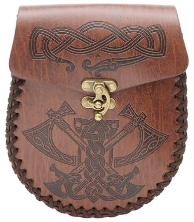 JAOYU Mittelalterliche Ledertasche Renaissance Münztasche Nordic Vintage Gürteltasche Renaissance Jahrmarkt Cosplay Kostüm Zubehör Wikinger Würfel Tasche