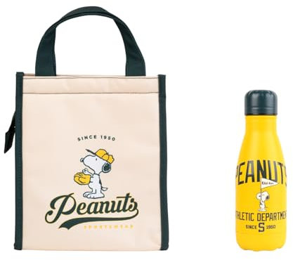 Grupo Erik Picknicktasche Kühltasche Klein Snoopy Lunchtasche + Trinkflasche Edelstah Thermosflasche 260 ml Peanuts Snoopy Fanartikel