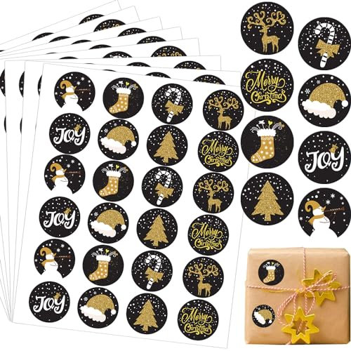 504 Stücke Aufkleber Weihnachten,Aufkleber Weihnachten zum Beschriften,Etiketten Kraftpapier,Frohe Weihnachten Aufkleber,Geschenk Etiketten Selbstklebend,Weihnachtsaufkleber