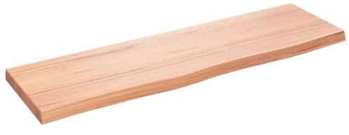 vidaXL Waschtischplatte, Tischplatte für Badezimmer, Massivholzplatte mit Naturkante, Holzplatte Arbeitsplatte Bad Waschtischkonsole Platte, Hellbraun Massivholz Behandelt