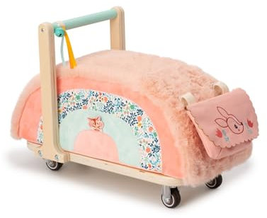 Lilliputiens - Lauflernwagen aus Holz und Stoff Stella das REH - Fördert Fantasie und Gleichgewicht der Kleinkinder - Mit multidirektionalen Rädern und Abnehmbarer Tasche - Ab 12 Monaten - 83466