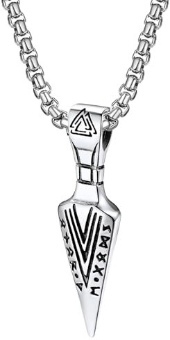 OIDEA Herren Wikinger Halskette Speer: Viking Stil mit Anhänger Pfeil Kette Nordisch Amulett Halsschmuck Weizenkette für Männer Geschenk in Weihnachten