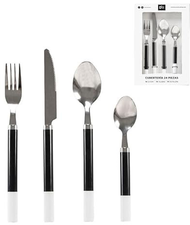 ROCKING GIFTS Set di Posate Bicolore Bianco e Nero - 24 Pezzi