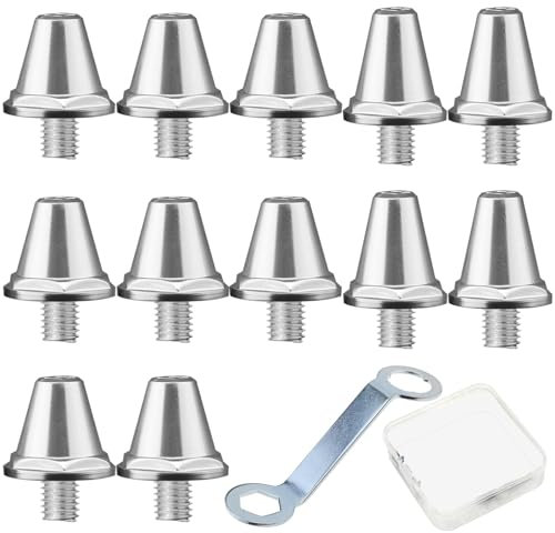 SUNOYA Ersatzstollen für Fußballschuhe, 12 Stück Fußballschuhe Stollen, Fußballstollen Aluminiumlegierung mit Wrench, 2 Größen 13mm, 15mm, M5-Gewinde Fußball Studs, Ersatz Fußball Schuh Stollen Studs