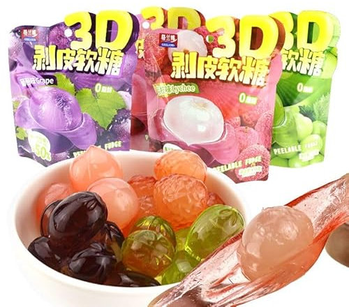 White Peach Peeling Fruit Fudge 70g/bag,grape Litchi Sugar Soft Candy Toffee,50% Juice Content Gummy Candy,sweets Chewy Gumdrop, Desserts,Chinese Snacks,Snack Gifts (Mixed flavors,5bags)