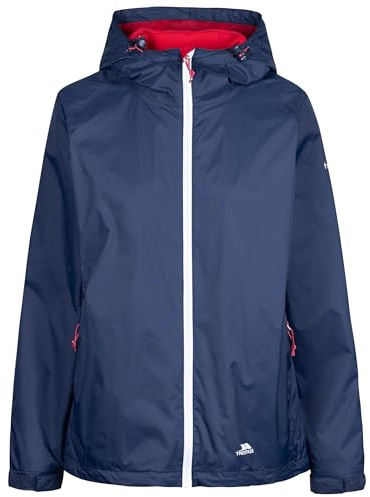 Trespass Womens Rain Jacket Tayah II - Waterproof Shell, Contrast Mesh Lining, Adjustable Hood, 2 Zip Pockets, Elasticated Cuffs, Hem Drawcord, Contrast Zip, Storm Flap Navy