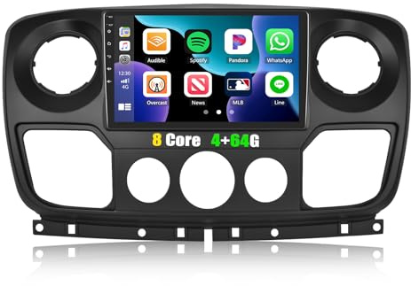 CAMECHO 4G+64G 8-Core Android 15 Radio Coche para Renault Master Opel Movano B Nissan NV400 con Carplay Android Auto GPS, Pantalla de 10 Pulgadas con Bluetooth DSP RDS MirrorLink