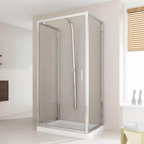 Box Doccia 3 Lati 80x80x80 cm 1 Anta Battente in Cristallo Trasparente 6mm H198 Aalborg Trio