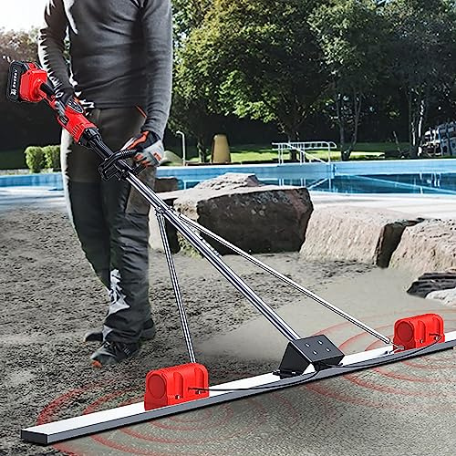 Kit Vibrofinitirice per Massetto in Cemento con 9 Livelli di Regolazione - Strumento di Finitura Massetto con Pannello in Acciaio Inox da 150cm e Motore di Vibrazione Senza Fili