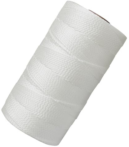 BSRHOME Mason Line - Cuerda de nailon de 1500 pies de longitud, 18 cuerdas de nailon trenzado para herramientas de jardinería o mampostería, cuerda para jardinería, color blanco