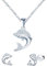 MICMIF Damen Silberschmuck Set Delphin Ohrringe und Halskette für Frauen Mädchen 925 Sterling Silber Delphin Anhänger mit Kette, Ohrstecker Delphin Zirkonia, Niedlicher Tierschmuck