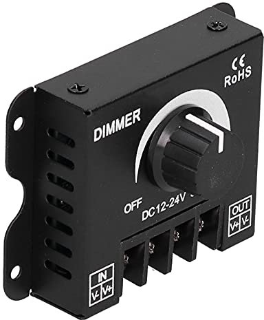 LED-Dimmer, Knopfsteuerung, Helligkeitseinstellung, Lichtschalterausrüstung für Einfarbige LED-Streifen, Stufenloses Dimmen, IP65, 360 W, Aluminiumgehäuse, 0–3%–100%, DC 12–24