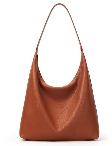KALIDI Damen Shopper Handtasche Schultertasche PU Leder Tote Bag Vintage Hobo Tasche mit Reißverschluss Groß für Arbeit Schule Shopper Lässige täglich Dunkelbraun Braun
