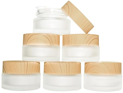 6 Stück Glas Döschen,Mattiert Glastiegel 20ml,Cremedosen zum befüllen, Cremedose Leer aus Mattglas, Reisekosmetikbehälter für Kosmetika, Lippenbalsam, Lotionen, Cremes