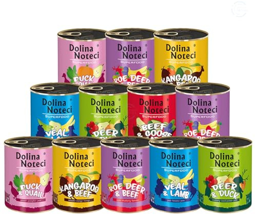 Dolina Noteci Premium Grain-Free Wet Dog Food Variety Pack - 80% Meat, Perfectly Balanced Diverse Meals, Tailored Nutrition, Natural Ingredients, No Artificial Additives for All Breeds (Mix, 12x800g)