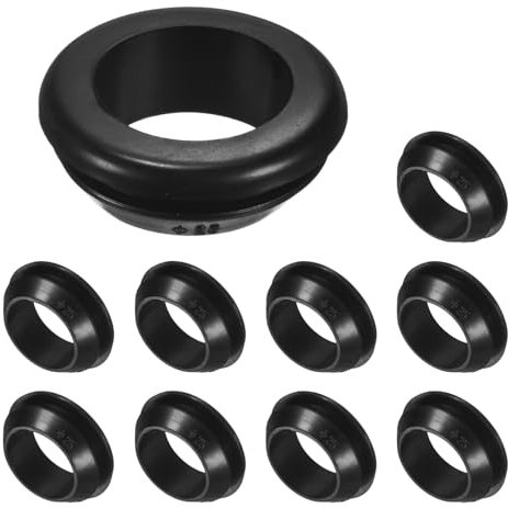 M METERXITY 10-Pack Passe-câbles En Caoutchouc Pour Garde-corps, Trou De Perçage 25mm Anneau Œillet 20mm ID Joint Pour Câblage, Câble, Automobile, Passe-câble Voiture [Noir]