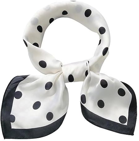 LIFKOME Polka Dot Bedruckter Seidenschal Damen Quadratisches Halstuch Mode Accessoire Mit Großen Punkten Und Schwarzem Rand