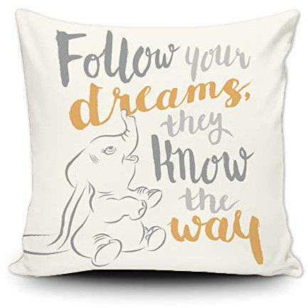 Folge Deinen Träumen Dumbo Kissenbezugen Modern Kissen Fall Weich Kissenhülle Für Garten Büro Patio 45X45Cm