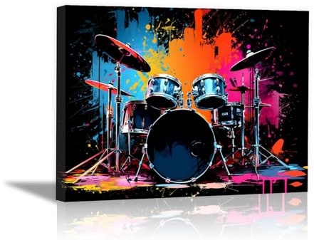 IEPOZWA Bild auf Leinwand Bilder Wandbilder Poster, Konzerthaus Bar Schlagzeuger Wohnzimmer Deko Wanddeko Bild Wand Kunstdruck Art Wall Decor Canvas Wandbild - 50x70cm Gerahmt(blau)