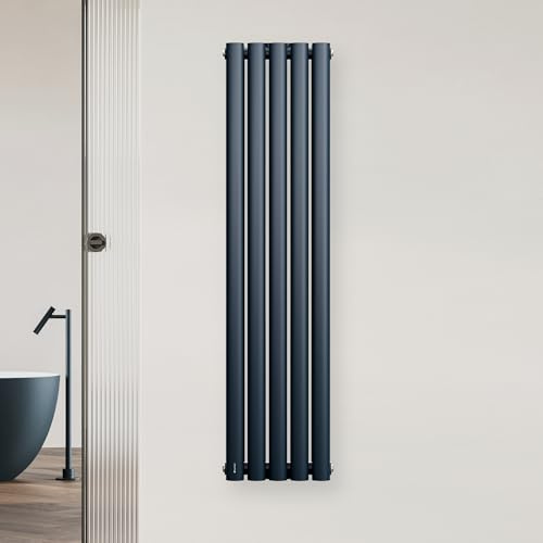 Blumfeldt Heizkörper Mittelanschluss - 620 W Wandheizkörper, Stahl Pulverbeschichtet, Doppellagig, Energiesparender Warmwasserbetrieb, Design-Heizkörper Für Bad & Wohnräume, 120x30 cm, Anthrazit