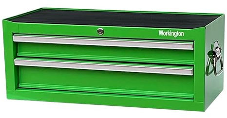 Workington Industrielle 2 Schubladen, tragbare Metall-Zwischenbox, 66 cm, mittlerer Werkzeugschrank mit Kugellager-Schubladenschienen, Werkzeug-Aufbewahrungsbox, Organizer, 4008, Grün
