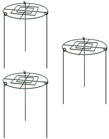 F Fityle 3x Peony Support Cage Stakes Climbing Trellis Plant Support Rings for Tall Plants Hydrangea Lupin Flopping Flowers Rudbeckia, 30x45cm