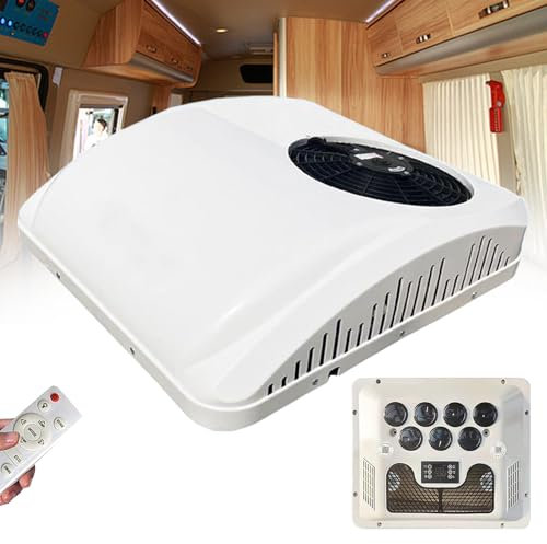 Giuggiolared 12V-220V DC RV Climatiseur, RV Climatiseur De Toit avec Refroidissement et Chauffage, 7 Sorties d'air, Climatiseur Silencieux pour Camping-Cars,Bus,Excavatrices,Camping-Cars,12V