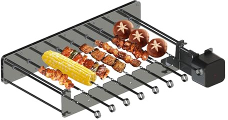 Tournebroche électrique, rôtissoire pour barbecue, barbecue à chachlik avec moteur - Machine à griller rotative automatique à 360° - Grille de cuisson rotative automatique avec 10 tournebrochettes en