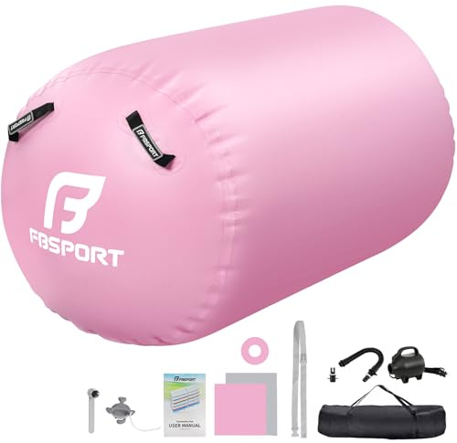 FBSPORT Aufblasbare Air Roll, 120x90cm Aufblasbare Luft Rollen, Yoga Gymnastik Zylinder, Gymnastikmatte, Gym Air Barrel, Air Tumbling Track, Sportmatte für zuhause mit Tragetasche, Outdoor, Fitness