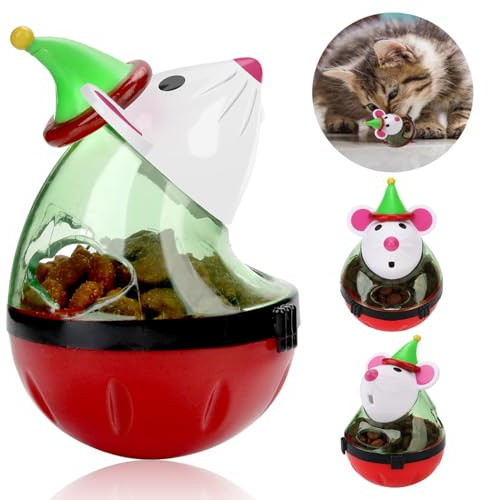 Vestamore Lot de 2 distributeurs de nourriture pour chat avec boule de Noël pour chat et souris