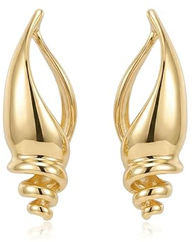ROISE LADY 14k Vergoldete Klobige Silver Gold Ohrringe Hängend für Damen Muschel Sommer Strand Leichte Hypoallergene Statement Ohrringe