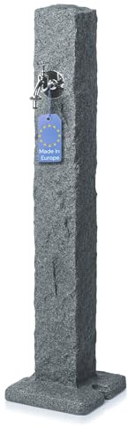 YourCasa Wassersäule Garten Granit-Optik | Wasserzapfsäule mit Wasserhahn Anschluss | 98 cm Standbrunnen Zapfstelle Wasserstelle Außenbereich Witterungsbeständig UV-stabil Frostsicher (Anthrazit)