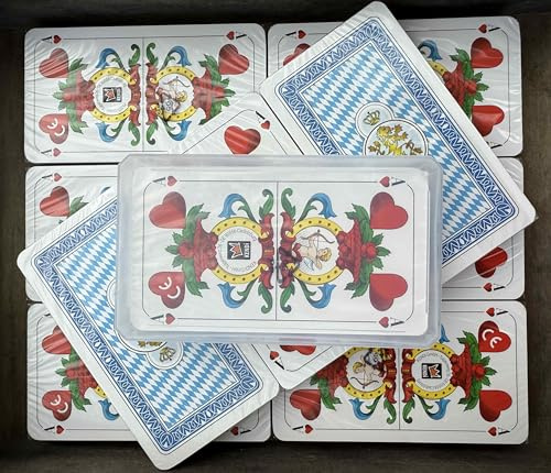 Schafkopf Spielkarten, Bayerisches Bild, 36 Blatt, 10er Sparpack | Tradition trifft Qualität, Prunkvolle Bayerische Löwenrückseite