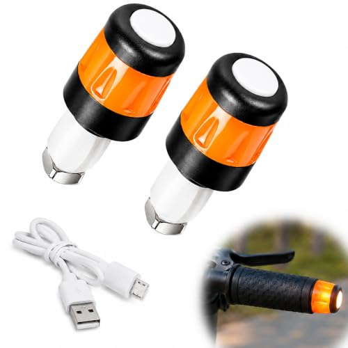 WDKXCN LED Blinker E Scooter Nachrüsten Set, 1 Paar Wiederaufladbare Fahrrad Blinker für E Scooter Nachrüsten, Wasserdichtes E-Scooter Zubehör Lenkerstopfen für Xiaomi und Segway Ninebot