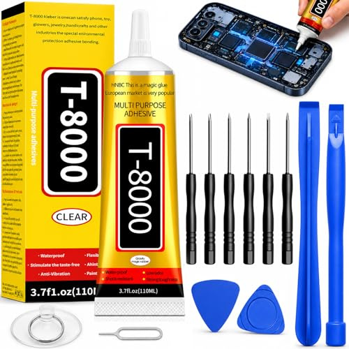 Handy Display Kleber 110ml, Glue Smartphone mit Reparaturwerkzeug | für Display, Textil, Bastel , Schuh, Stoff und Rhinestone, flexibler Kleber für Handy, DIY-Projekte, Dekoration und Haushalt