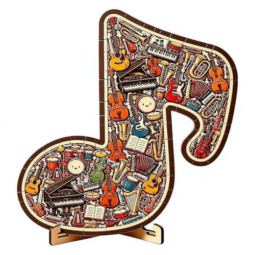 Musical Note Instrument Jigsaw Puzzle Ornament, 3D Wooden Music Note Puzzle, Creative Musical Instrument Puzzle Decor Gift for Music Lovers