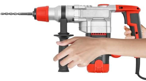 Elektrische Bohrmaschine, 2200W 220V Stemmhammer Bohrhammer Schlagbohrmaschine Bohrschrauber Set Meißelhammer Elektrischer Hammer Schlagbohrer mit Mesh-Schutzabdeckung für beim Bohren Schlitzen