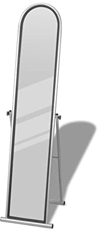 Kaloriko Standspiegel Ankleidespiegel Ganzkörperspiegel grau mit Lack beschichtetem Stahlrahmen kratzfest stabil kippt verstellbar 152 cm Höhe ideal für Flur Schlafzimmer Wohnzimmer und Badezimmer