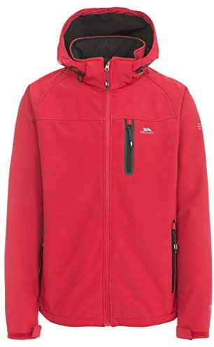 Trespass Accelerator II, Red, M, Wasserdichte Softshelljacke mit abnehmbarer Kapuze für Herren, Medium, Rot