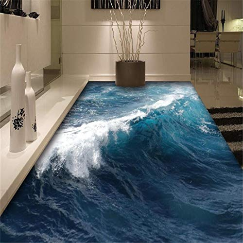 Bodenbelag bemalt blaue Meerwasser - Kräuselung rutschfester, wasserabweisender, selbstklebender PVC - Bodenbelag, 200 * 140cm