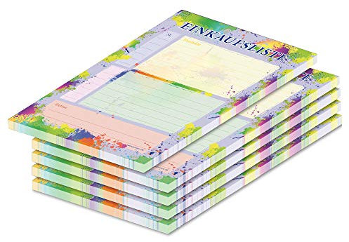 PRICARO Einkaufsliste Splash, bunt, A6, 5 Stück