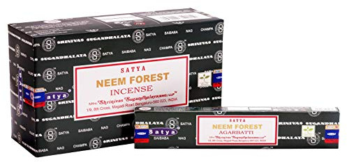 Satya Bangalore (BNG) Neemwald Räucherstäbchen, 12 Boxen x 15 g (insgesamt 180 g)