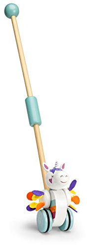 Mousehouse Gifts - Wooden Push Along Unicorn Toy, Colourful Pull Along Walker for Baby Boys and Girls