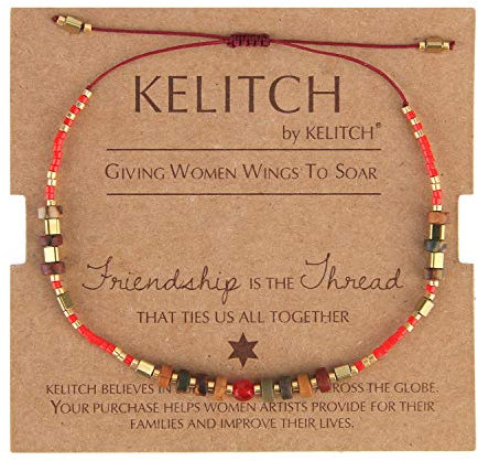 KELITCH Seed Perlen Freundschaft Armbänder Dünne Seil Armbänder Frauen Handgemachten Schmuck (Rot C)