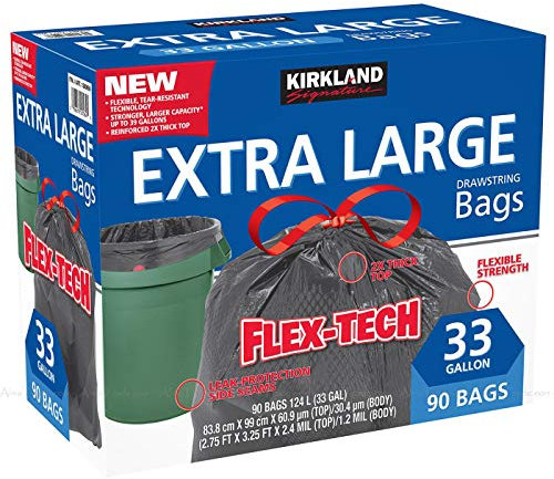 Kirkland Signature Flex-Tech 33-Gallon Trash Bag - 90 Count