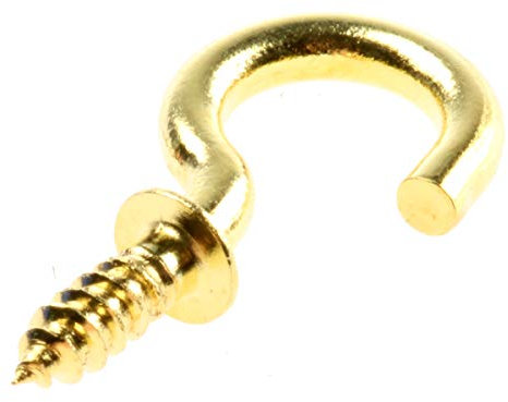 RS PRO Gebogener Haken Schraub Messing Glatt J-Haken,L. 20mm, Packung a 10 Stück