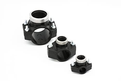 Gebo Tubería de polietileno de 40 mm x 1/2 pulgadas IG, abrazadera de perforación, conexión de aspersor, color negro