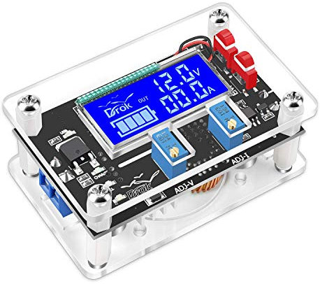 Buck Boost Spannungsregler, DROK DC 6–30 V auf 0,5–30 V, 5 12 24 verstellbarer Spannungswandler, 4 A, 60 W Netzteil, Step Up Down Transformator Board Modul mit USB-Port-Gehäuse, LCD-Display, Volt Amp